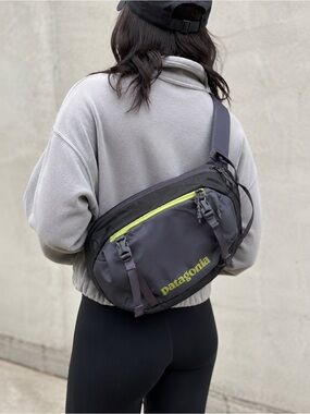 Patagonia Atom Sling 8L Crossbody Bag Forge Grey Lime Green Like New